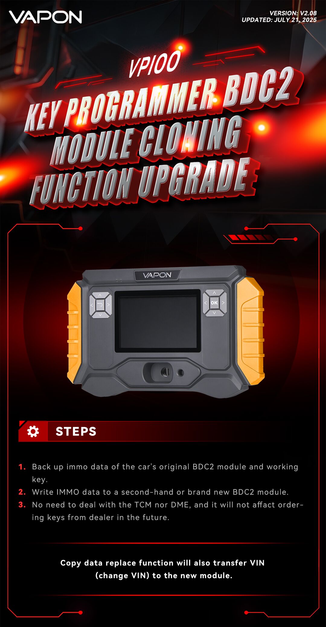 VAPON BDC2 MODULE CLONING FUNCTION UPGRADE