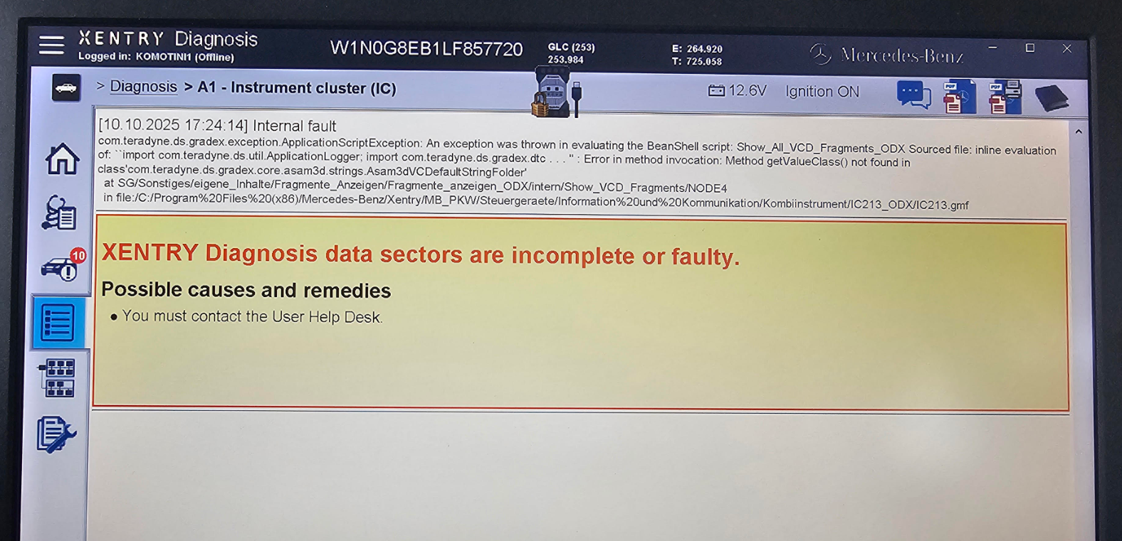 How to Fix 'Data Sectors Incomplete or Faulty' Error in XENTRY Diagnosis 1