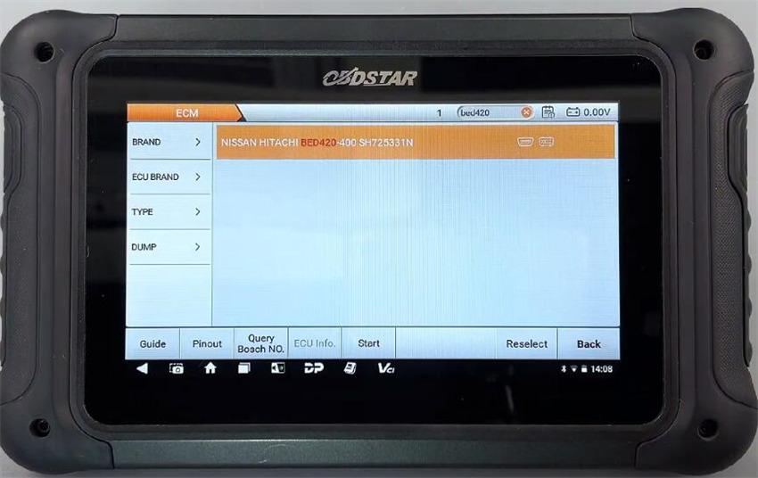 obdstar dc706 read write nissan bed420 400 ecm 3