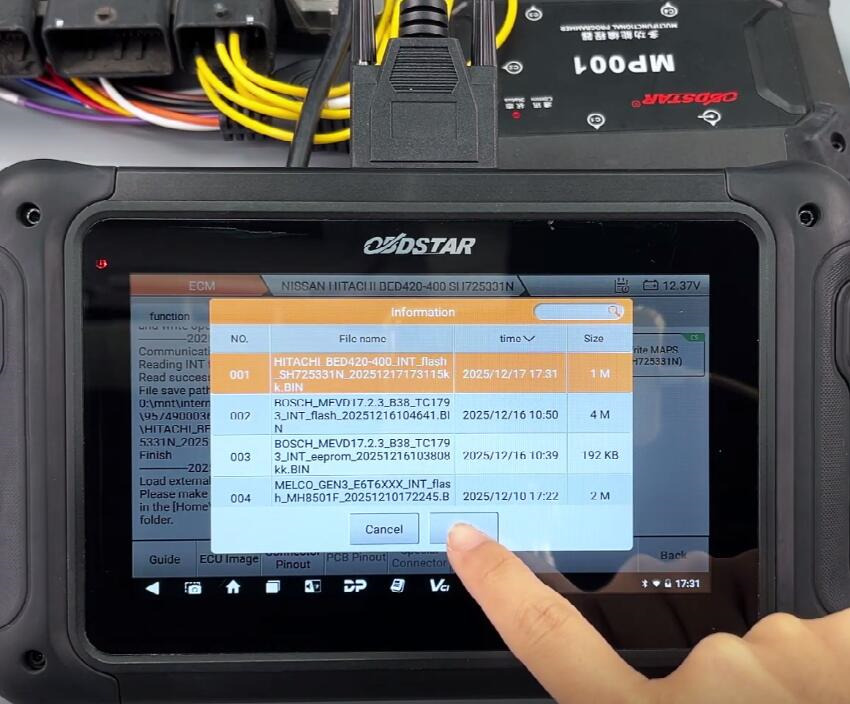 obdstar dc706 read write nissan bed420 400 ecm 9