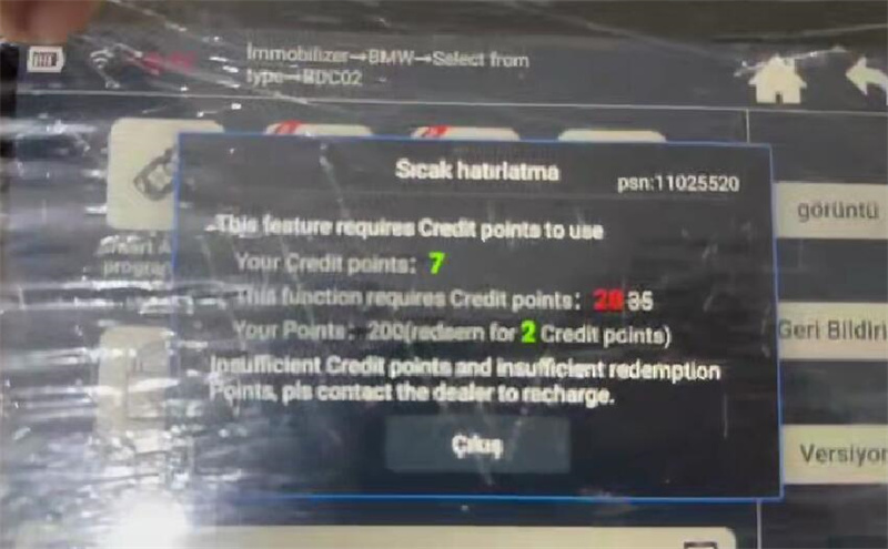 lonsdor k518 pro insufficient credit 2