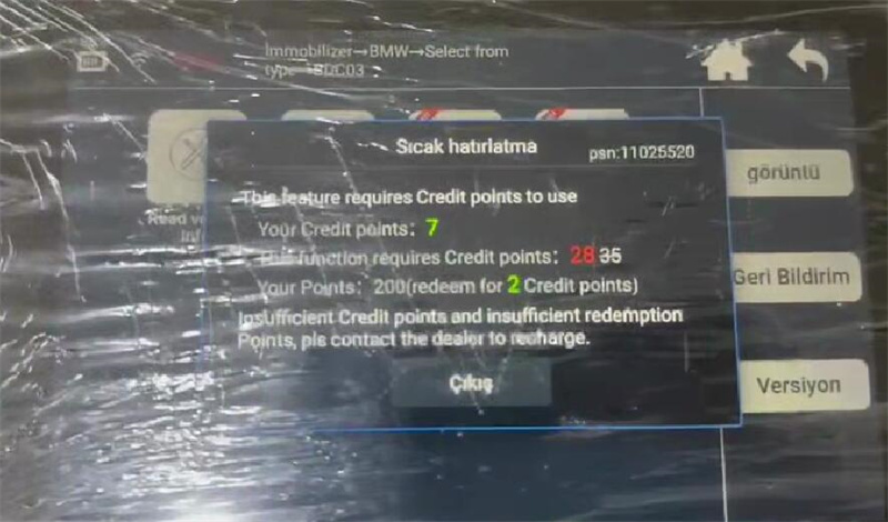 lonsdor k518 pro insufficient credit 3