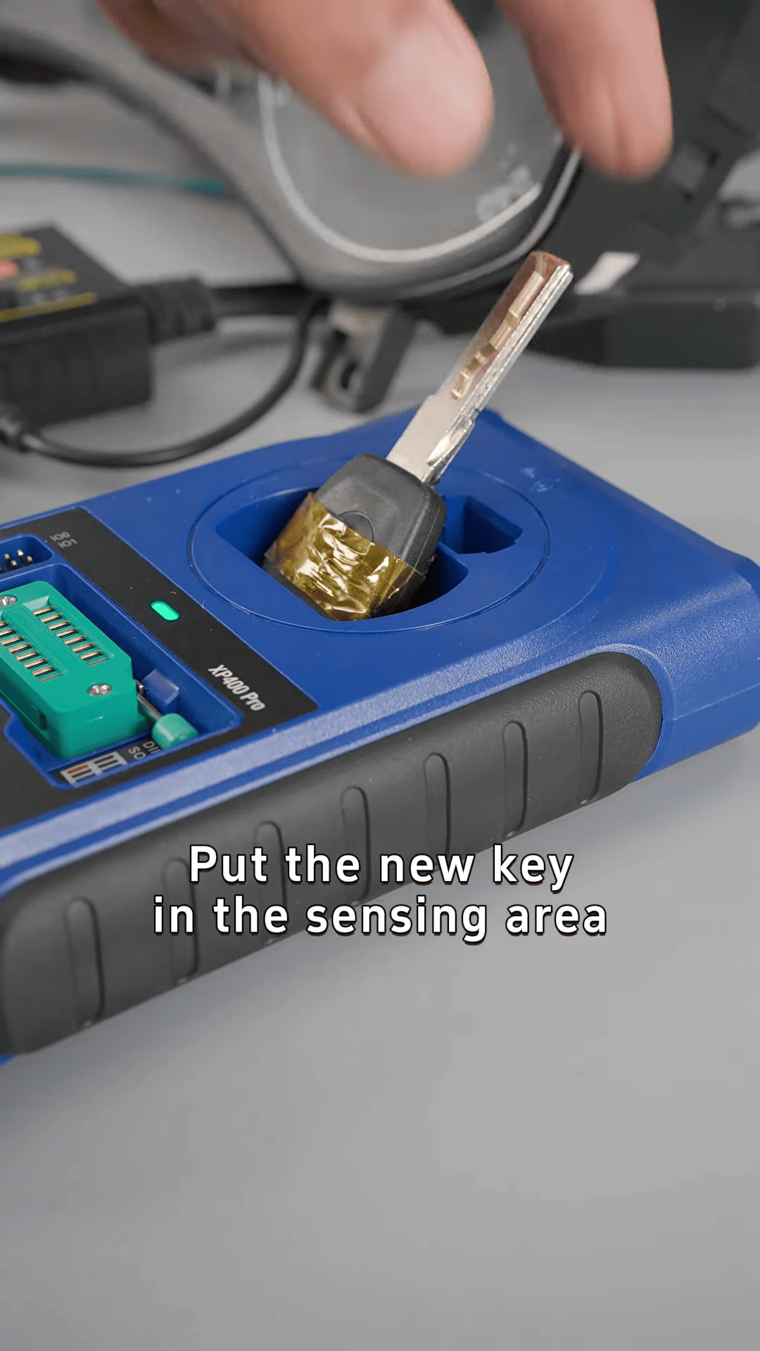 Place new key in sensing area