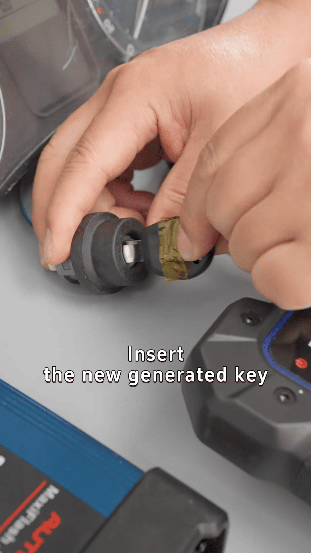 Insert new key into ignition
