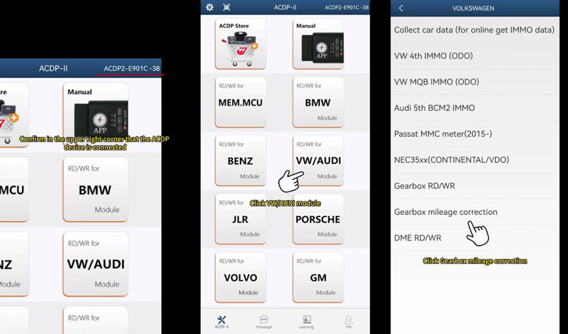 yanhua acdp module 45 vw dq38x gen2 0de 0gc mileage calibration 2