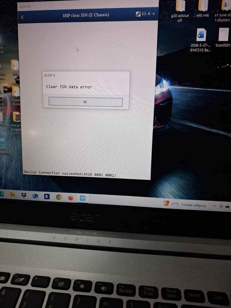 yanhua acdp clear isn data error on bmw 8hp e84 solution 2
