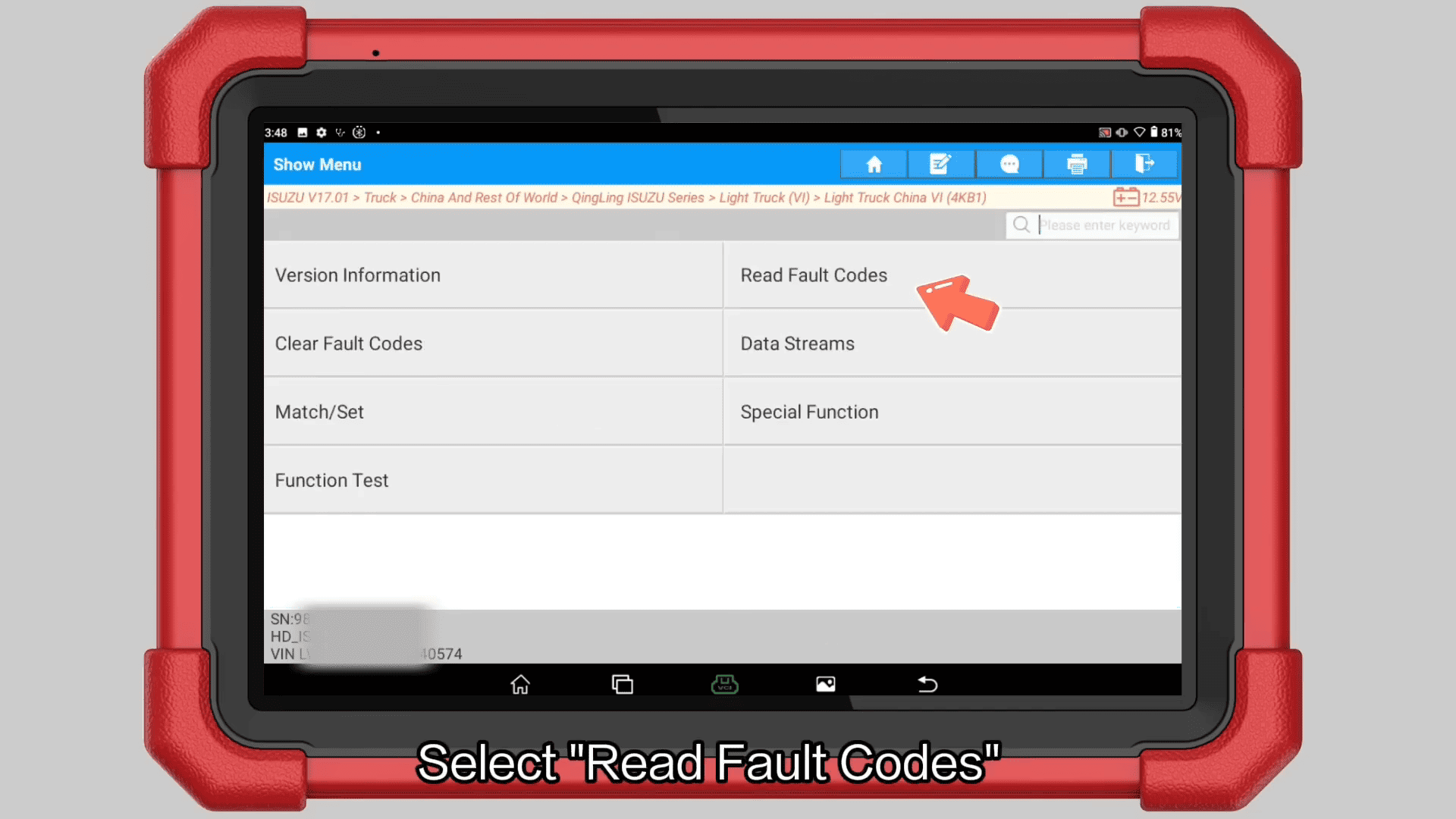LAUNCH X431 PAD5 Reads QingLing Isuzu Fault Codes 4