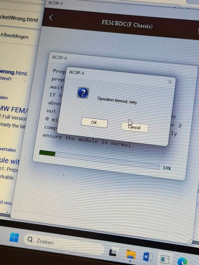 how to fix yanhua acdp bmw fem operation timeout retry error 2