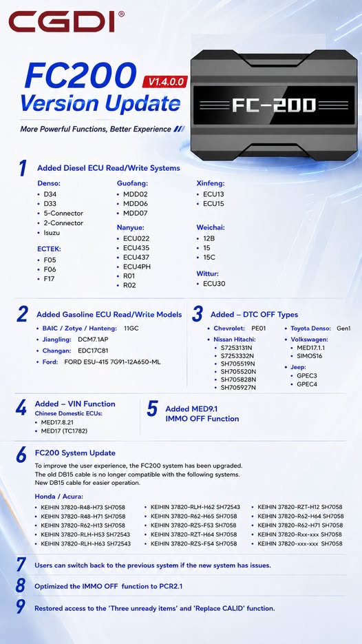CGDI FC200 V1.4..0.0 Update