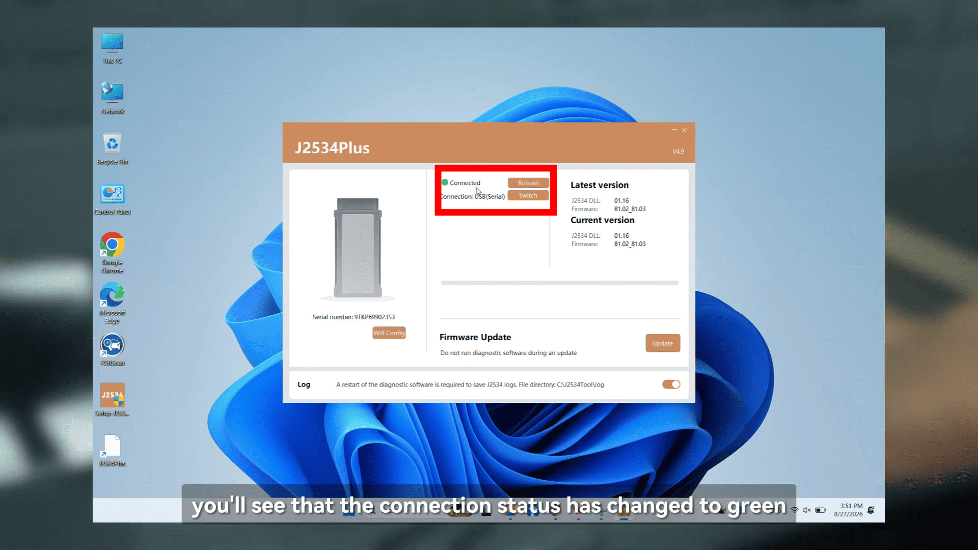 Connect the MUCAR GVCI to the Laptop