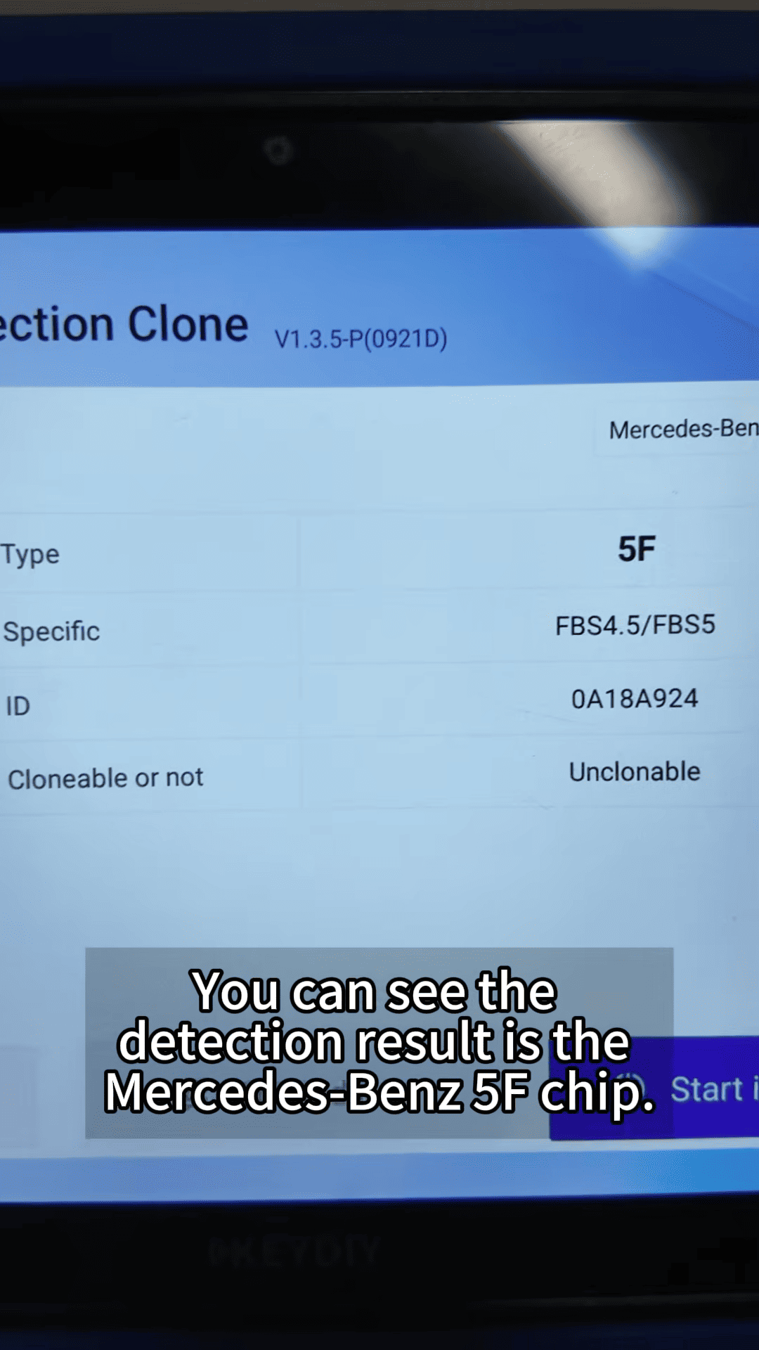 KEYDIY KD-X6 also successfully identifies the chip as a Mercedes-Benz 5F chip